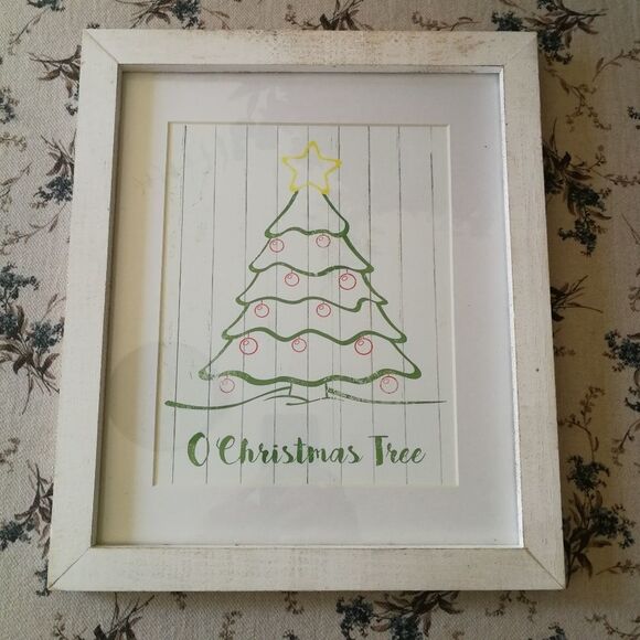 3/30$ CHRISTMAS White Drawing Christmas Tree Frame NWT - Picture 2 of 5